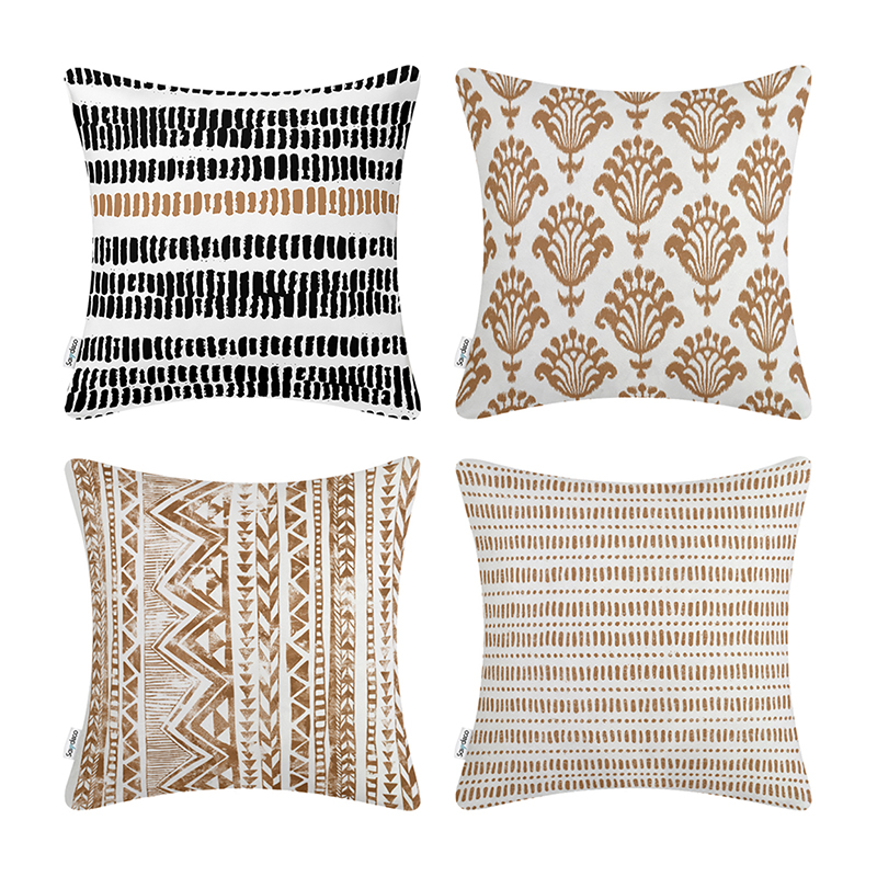 Printed Caramel Throw Pillow Covers Abstract coffee trend pillow Cases Geometric Cushion Covers for Couch Sofa Bedroom Car 18 X 18 Inch