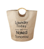 Savvydeco Dirty Laundry Storage Bag With Bamboo Handle
