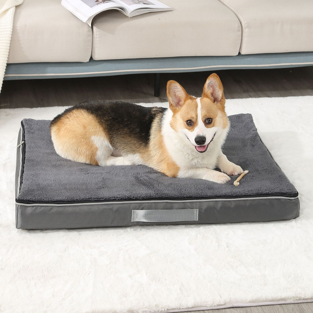 Active Pets Plush Calming Dog Bed, Square Dog Bed for Small Dogs, Medium & Large, Anti Anxiety Dog Bed, Soft Fuzzy Calming Bed for Dogs & Cats